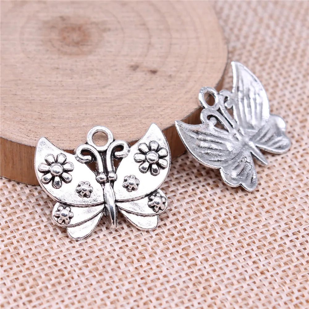 26x21mm 2.2g Multicolor Zinc Alloy Butterfly Charm Pendant for DIY Necklace Bracelet Jewelry Making