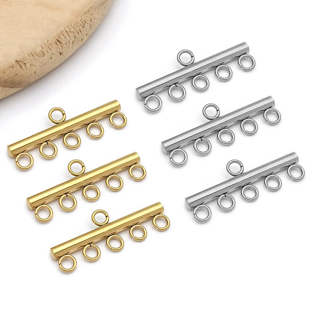Stainless Steel Bar Shape Multi Hole Connector Charm for DIY Necklace Pendant Jewelry Findings