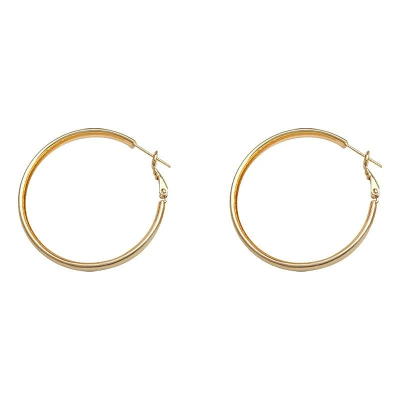 14K Gold Plated Copper Frosted Geometric Hoop Earrings Minimalist Fashion Office Jewelry
