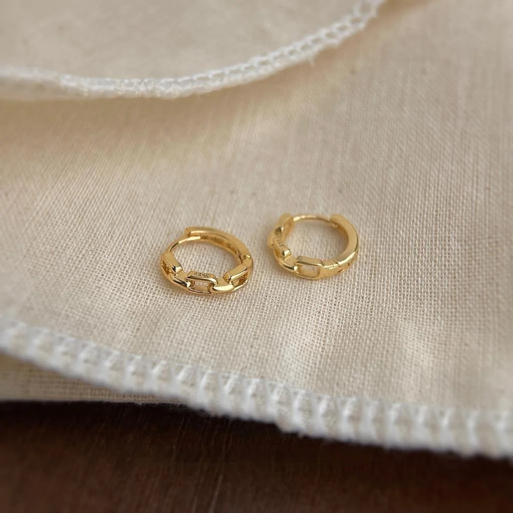 14K Plated Copper Geometric Hoop Drop Earrings Minimalist Korean Style Ear Cuffs