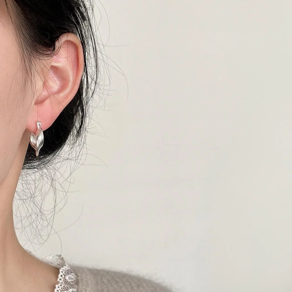 14K Electroplated Copper Geometric Irregular Curved Texture Drop Earrings