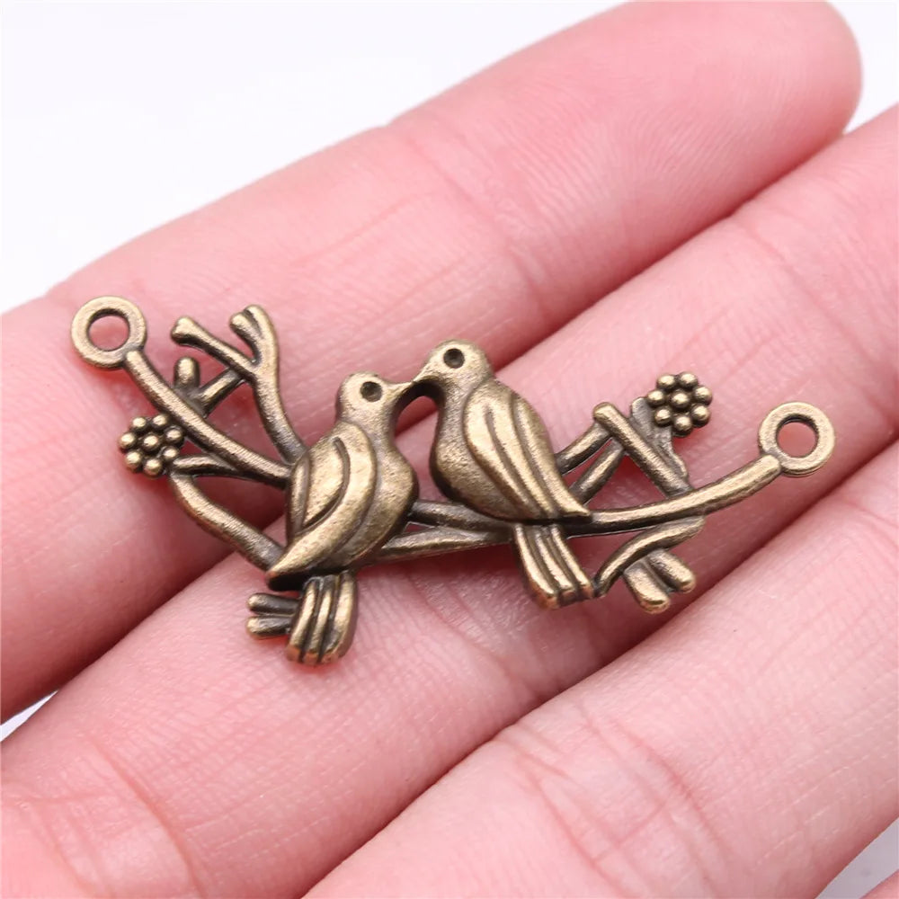 45x20mm 3.1g Zinc Alloy Paired Birds Connector Charm for DIY Necklace Bracelet Jewelry Making