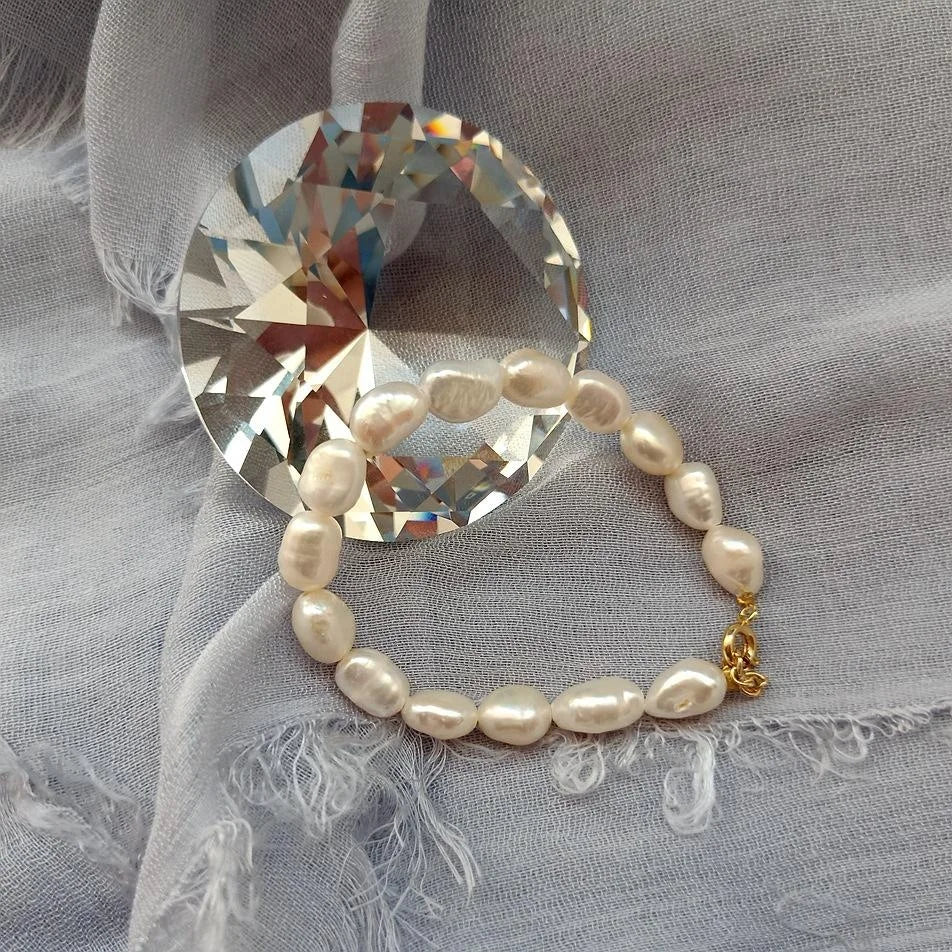 Baroque Irregular Freshwater Pearl Bracelet Vintage Geometric Elegant Office Jewelry
