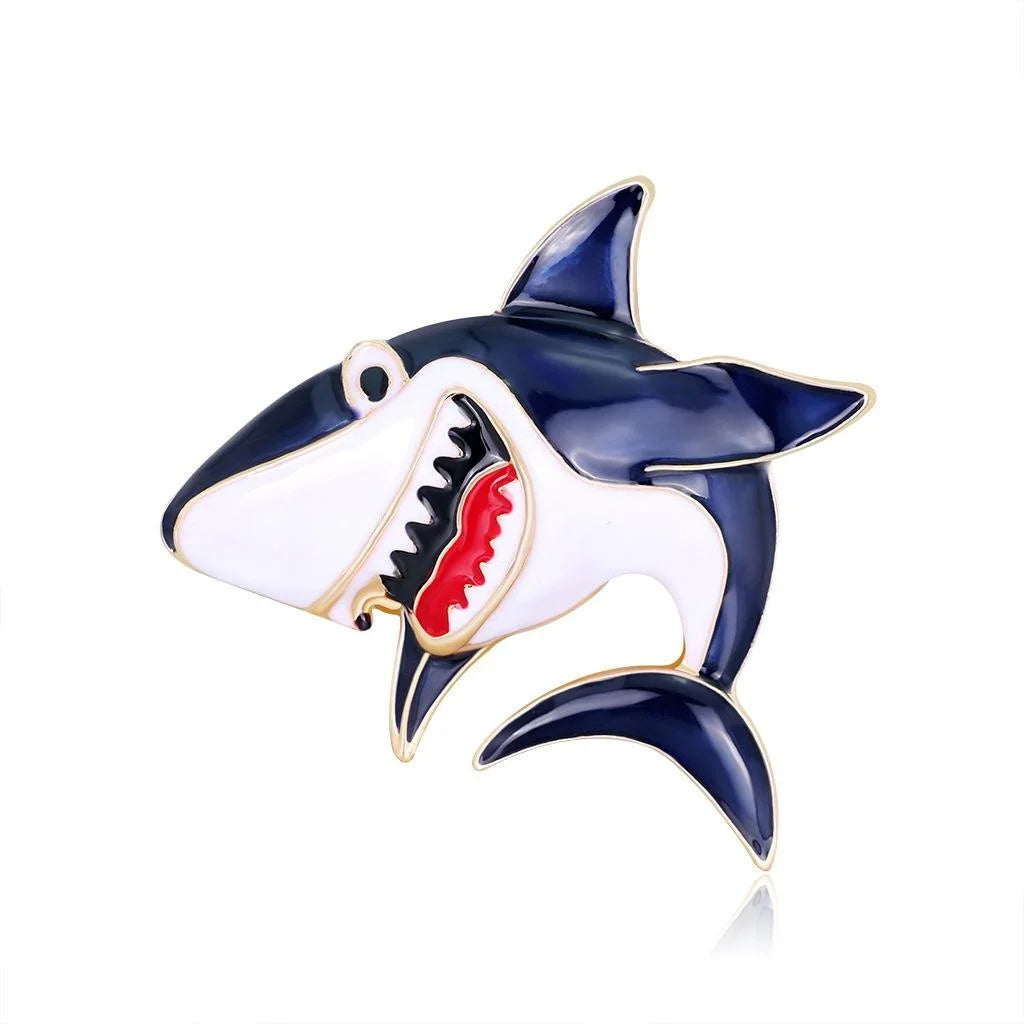 Cute Cartoon Shark Enamel Alloy Brooch Creative Ocean Animal Lapel Pin Corsage Suit Accessory Gift