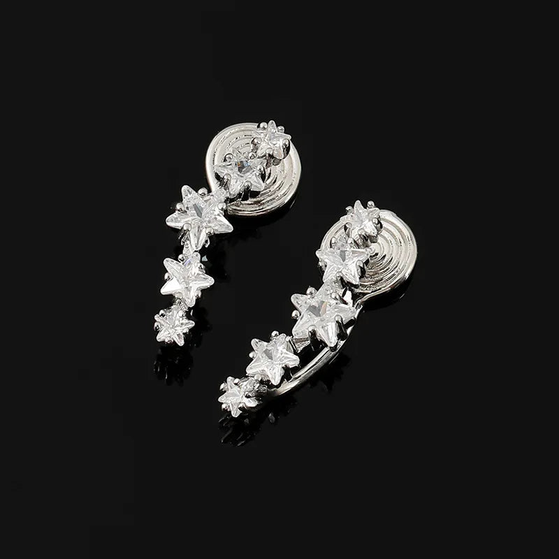 Elegant Starburst Zircon Ear Cuff Stud & Clip On No Piercing Spiral Hoop Fashion Earrings