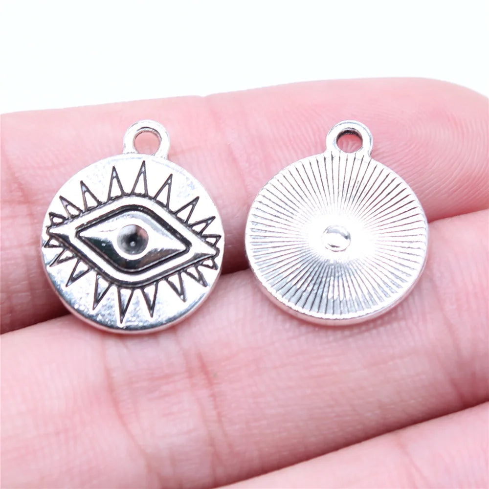 19x16mm 1.44g Antique Silver Zinc Alloy Eye Charm Pendant for DIY Necklace Bracelet Jewelry