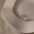 14K Gold Plated Alloy Small Flower Enamel Stud Earrings With Silver Plated Pins