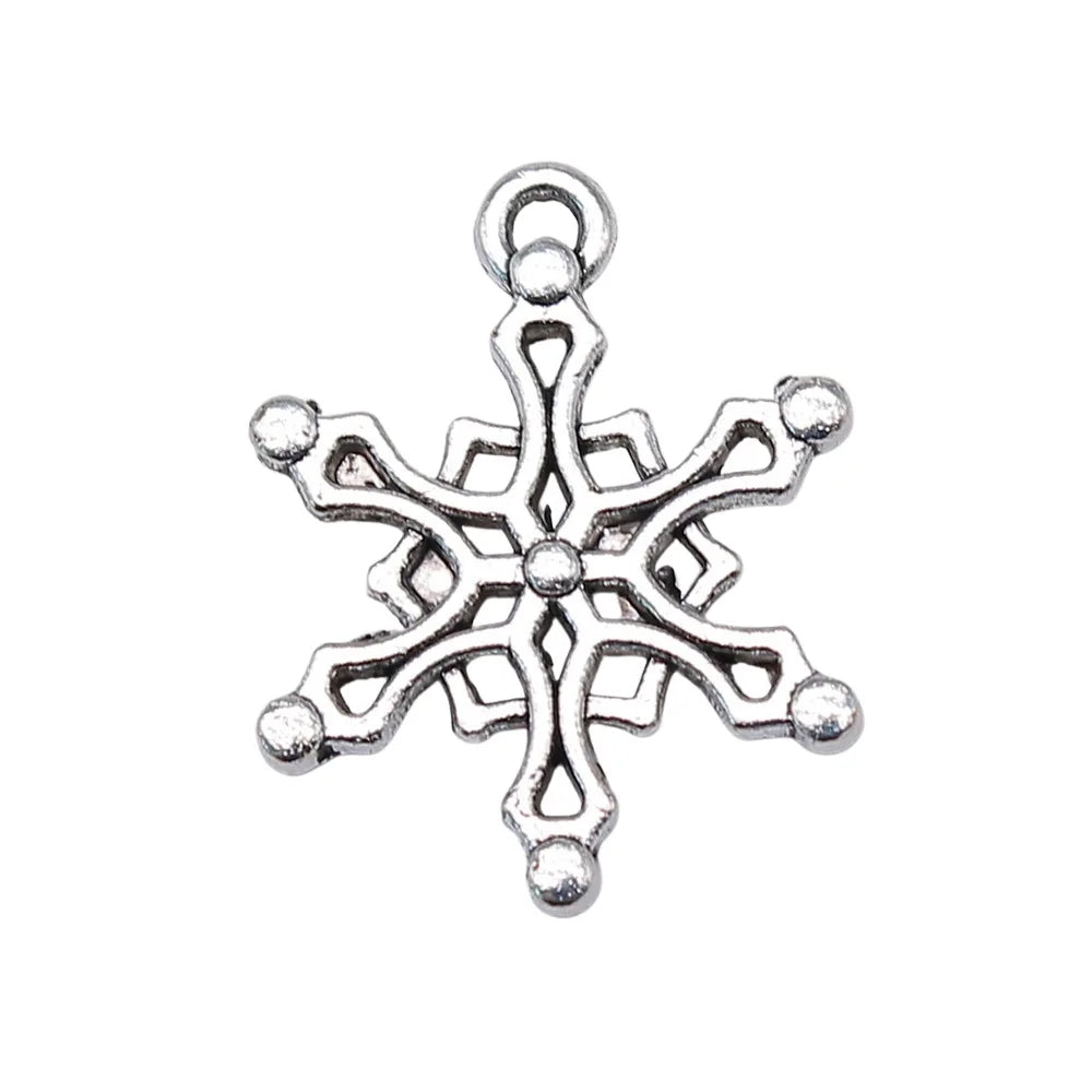 19x15mm 0.9g Antique Silver Zinc Alloy Snowflake Charm Pendant for DIY Christmas Jewelry Making
