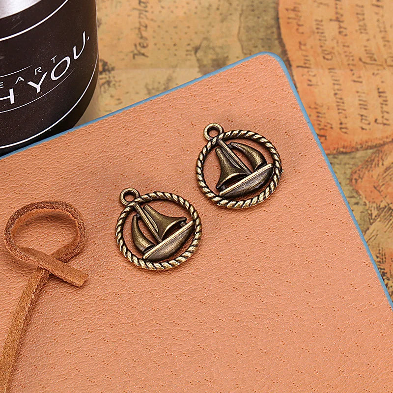 16mm Antique Silver Zinc Alloy Sailboat Charm Pendant for DIY Necklace Bracelet Jewelry Making