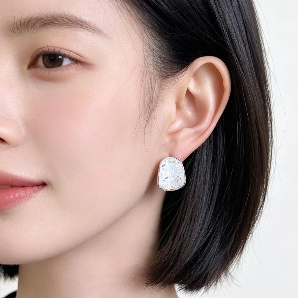 Fashion Glass Crystal Geometric Stud Earrings Handmade Sweet Minimalist Summer Vacation Style
