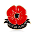 Elegant Red Poppy Enamel Alloy Brooch With Rhinestone Accent, Remembrance Flower Lapel Pin Suit Gift
