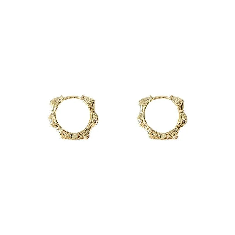 14K Gold Plated Copper Micro Pave Zircon Geometric Round Drop Earrings Minimalist Fashion