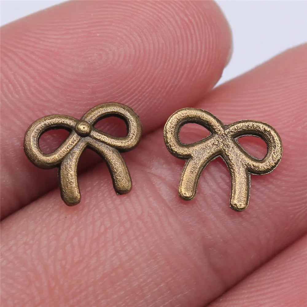 11x9mm 0.3g Multicolor Zinc Alloy Bow Butterfly Charm Pendant for DIY Bracelet Necklace Jewelry Making
