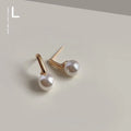 Elegant 14K Gold Plated Glass Pearl Geometric Ball Drop Earrings For Women