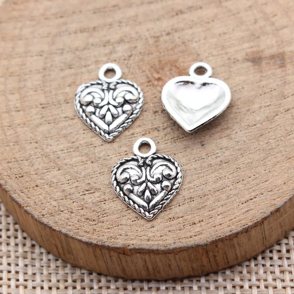 15x11mm 0.62g Multicolor Zinc Alloy Heart Charm Pendant for DIY Necklace Bracelet Making