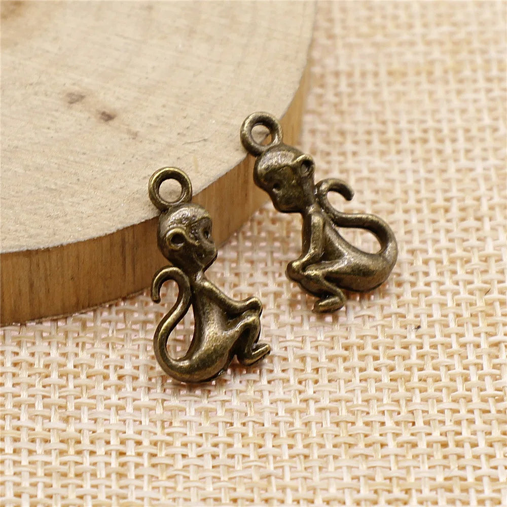 20x10mm 1.5g Multicolor Zinc Alloy Monkey Charm Pendant for DIY Necklace Bracelet Making