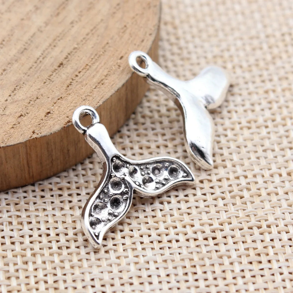 20x19mm 1.55g Antique Silver Zinc Alloy Fish Tail Charm Pendant for DIY Necklace Bracelet Making
