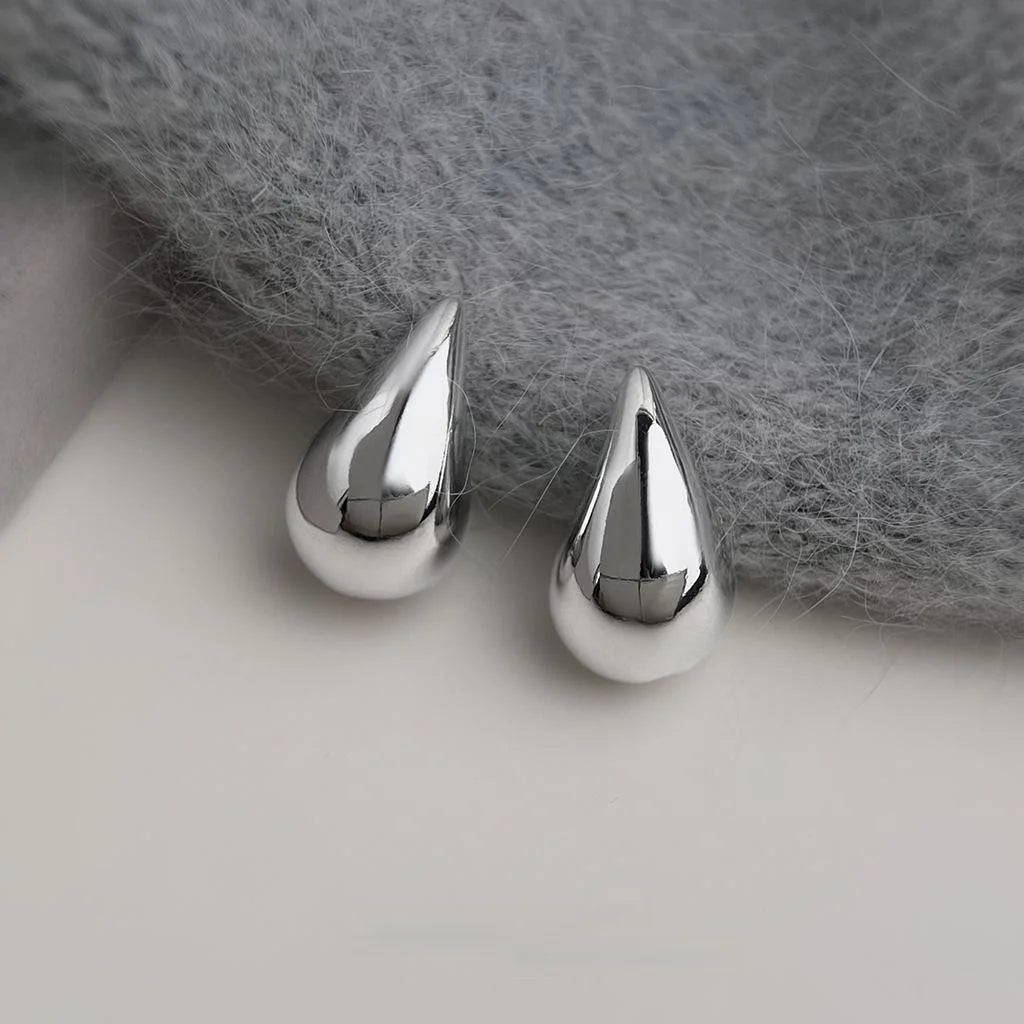 Minimalist Polished Metal Hollow Teardrop Chili Drop Earrings For Women Geometric Fashion Jewelry