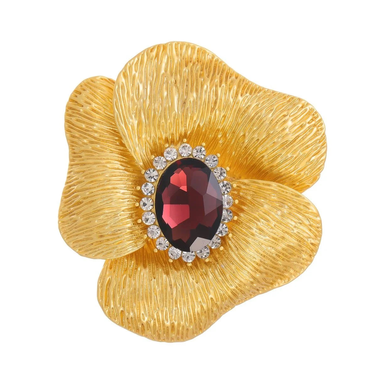 Elegant Gold Flower Brooch With Rhinestone Crystal Center, Luxury Lapel Pin Corsage Suit Accessory