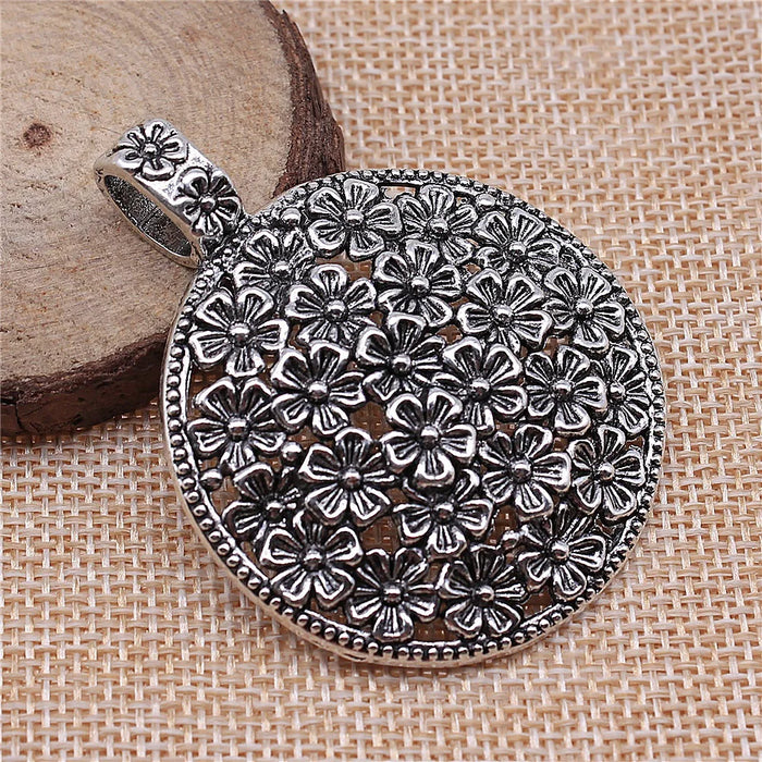 58x45mm 13.3g Multicolor Zinc Alloy Round Disc Flower Charm Pendant for DIY Necklace Jewelry Making