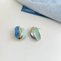 Copper Enamel Flower Geometric Drop Earrings Fresh Sweet Minimalist Summer Jewelry