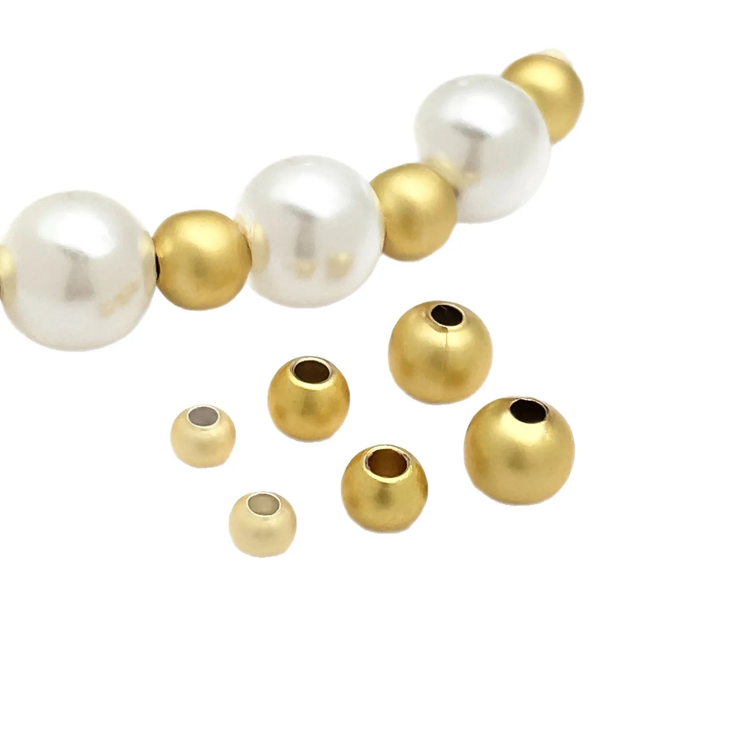 Matte Gold Copper Alloy Round Spacer Beads for Necklace and Bracelet Jewelry Making