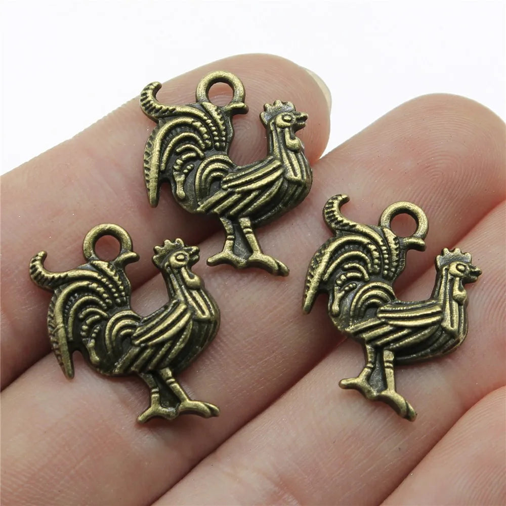 22x18mm 1.8g Multicolor Zinc Alloy Rooster Charm Pendant for DIY Bracelet Necklace Jewelry Making