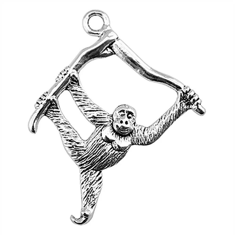 39x32mm 3g Antique Silver Zinc Alloy Gorilla Monkey Charm Pendant for DIY Necklace Jewelry Making