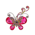 Elegant Pink Crystal Rhinestone Butterfly Brooch, Sparkling Alloy Lapel Pin Corsage Gift For Women
