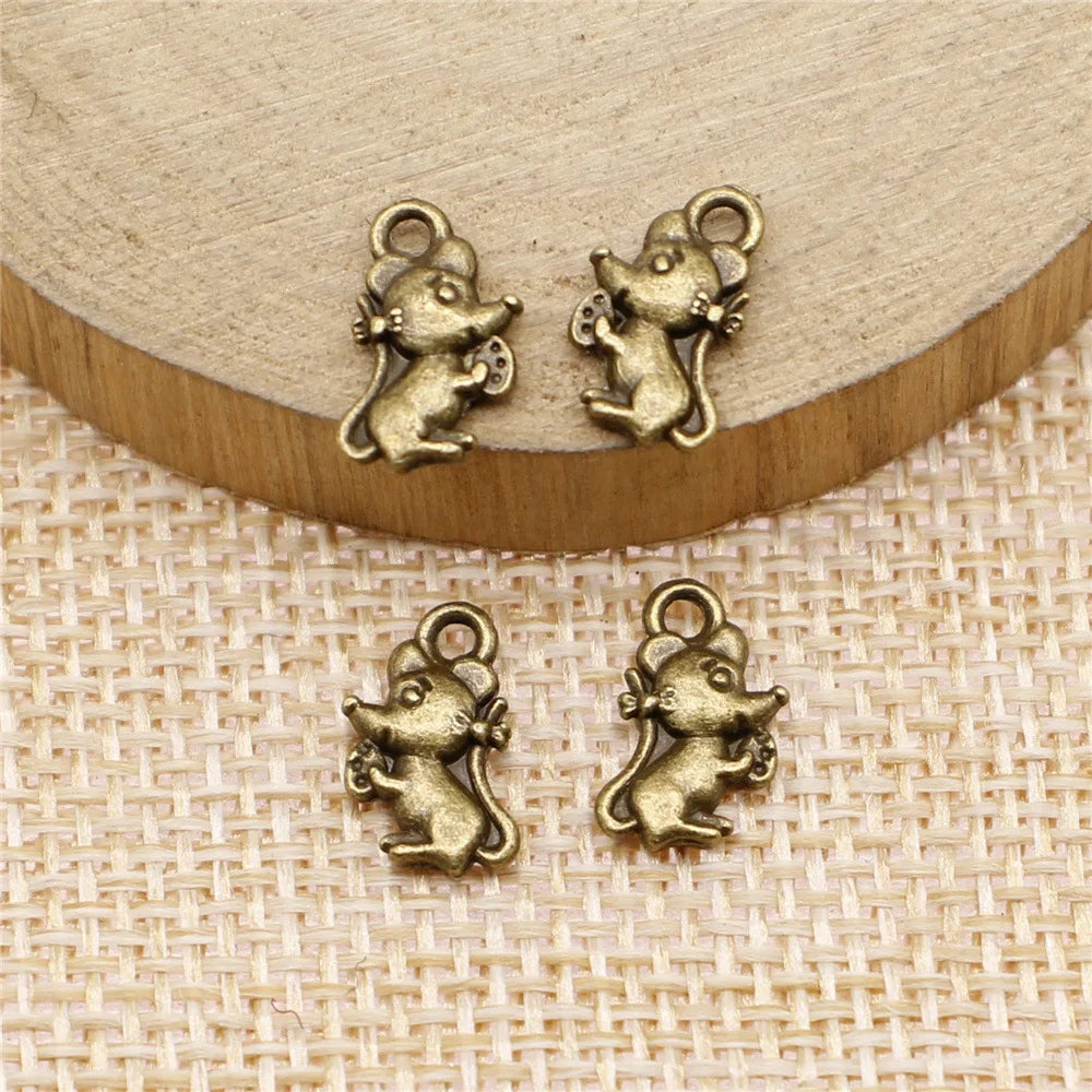 12x7mm 0.6g Multicolor Zinc Alloy Mouse Charm Pendant for DIY Necklace Bracelet Jewelry Making