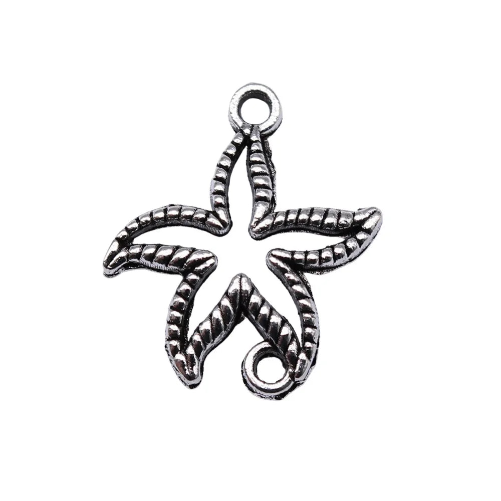 19x16mm 0.8g Antique Silver Zinc Alloy Starfish Connector Charm for DIY Necklace Bracelet Jewelry Making