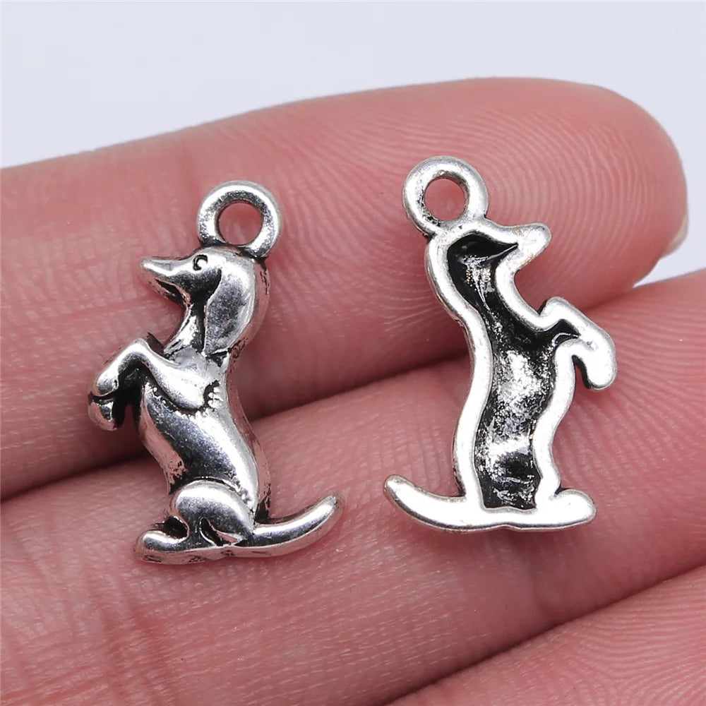 12x20mm 1.3g Multicolor Zinc Alloy Dachshund Dog Charm Pendant for DIY Cute Animal Jewelry Making