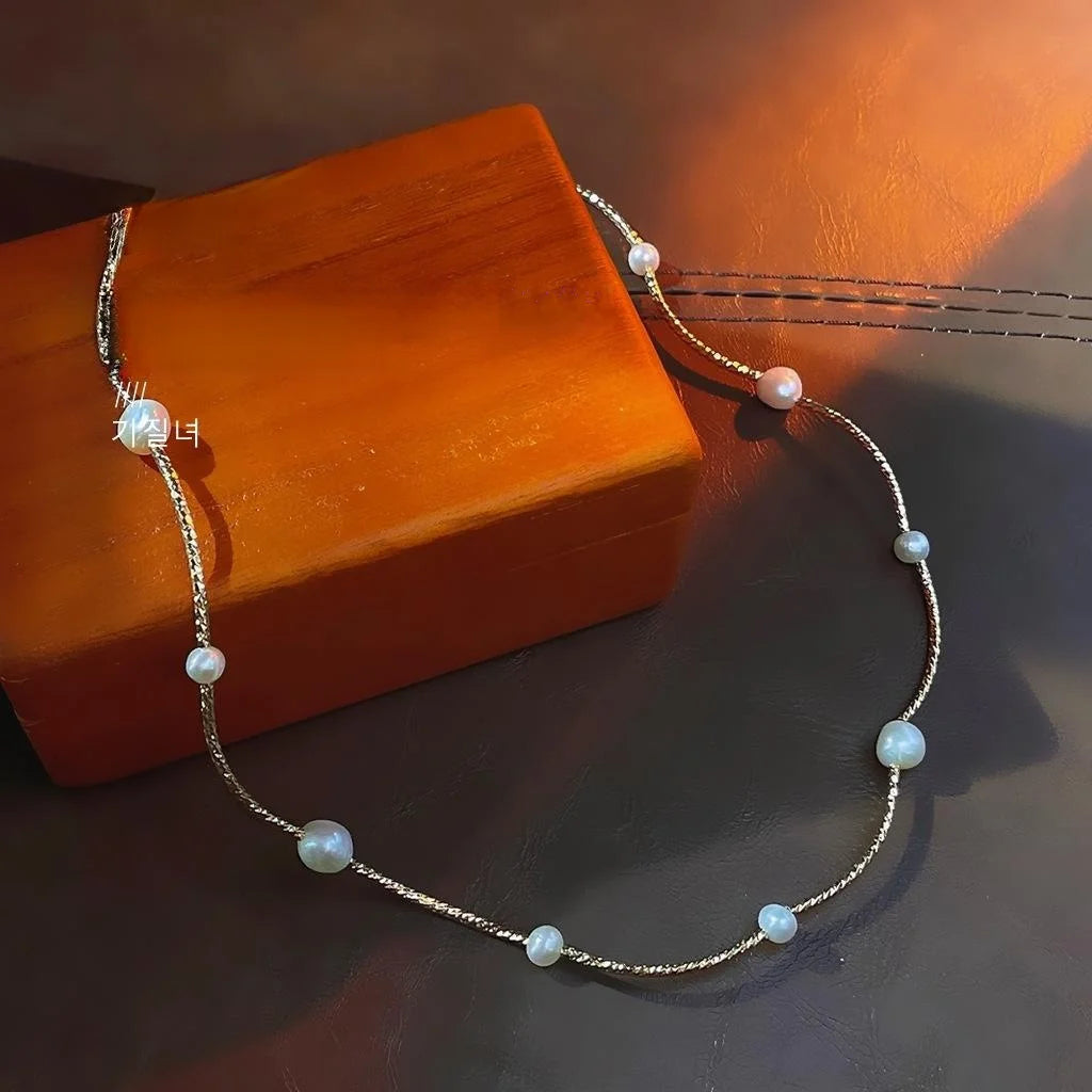French Court Style Triple Strand Freshwater Pearl Bracelet Handmade Geometric Luxury Jewelry