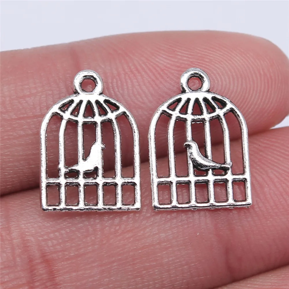 16x11mm 0.4g Multicolor Zinc Alloy Bird Cage Charm Pendant for DIY Necklace Bracelet Jewelry Making