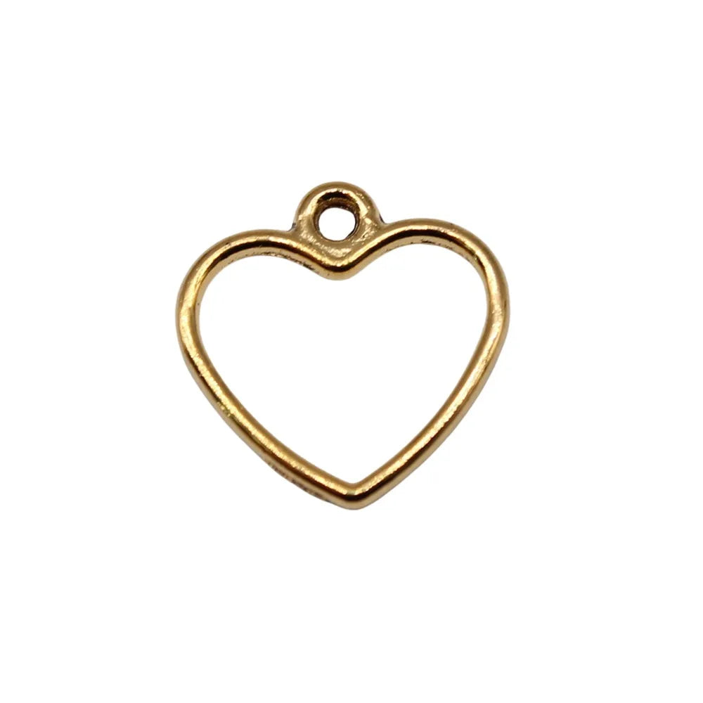 14x13mm 0.25g Multicolor Zinc Alloy Hollow Heart Frame charm pendant for DIY bracelet necklace making
