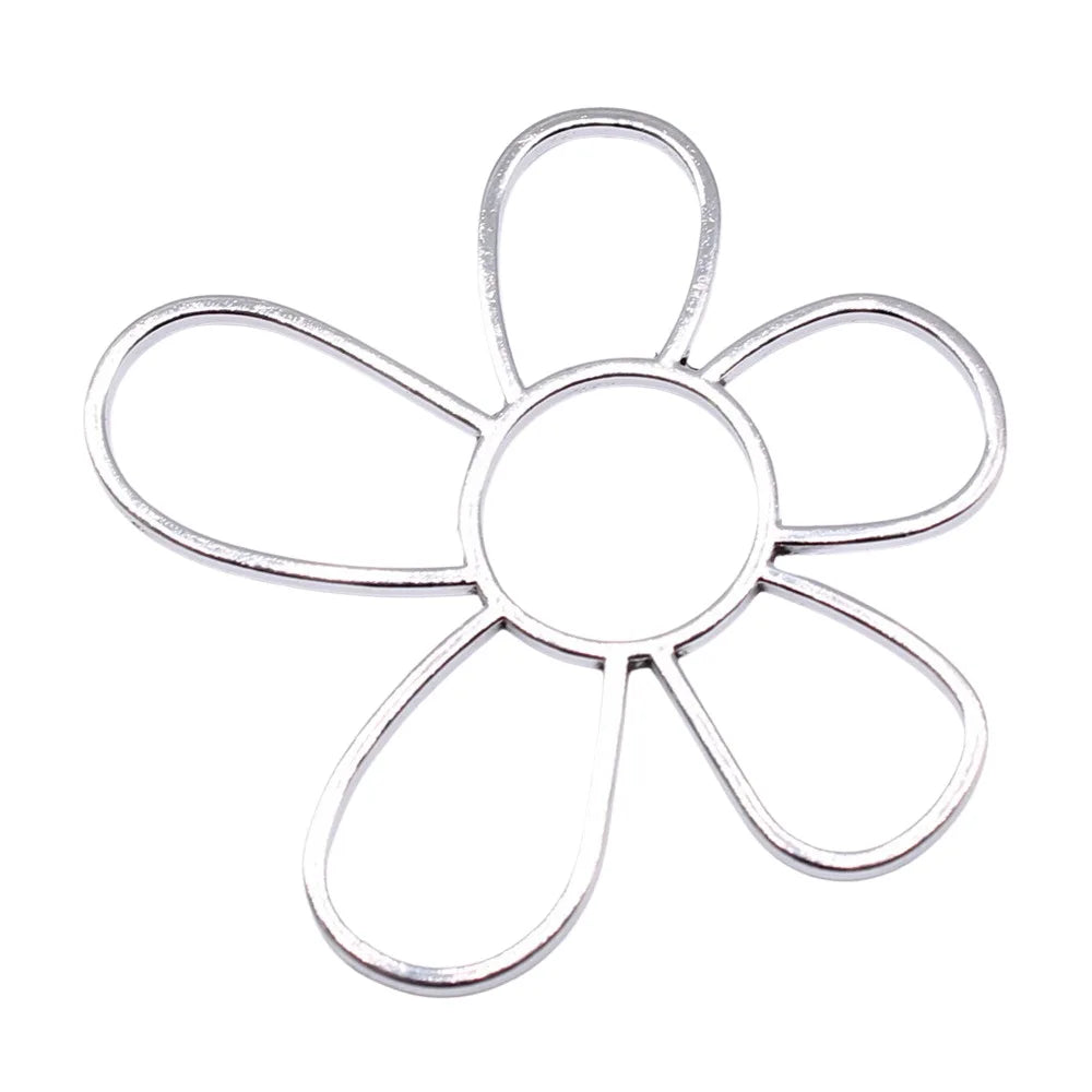 48x42mm 3.7g Multicolor Zinc Alloy Hollow Flower Charm Pendant for Necklace Earring DIY Making