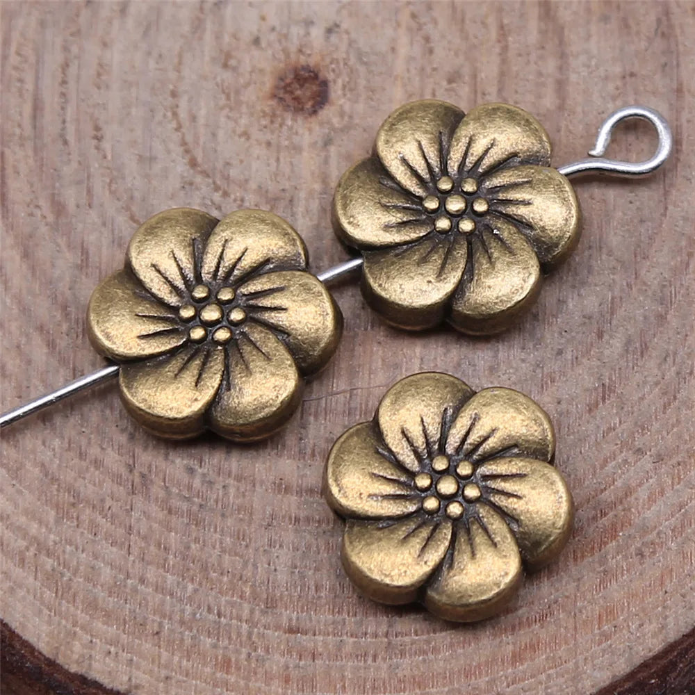 10mm 1.4g Multicolor Zinc Alloy Flower Loose Metal Beads for Bracelet Necklace DIY Jewelry Making
