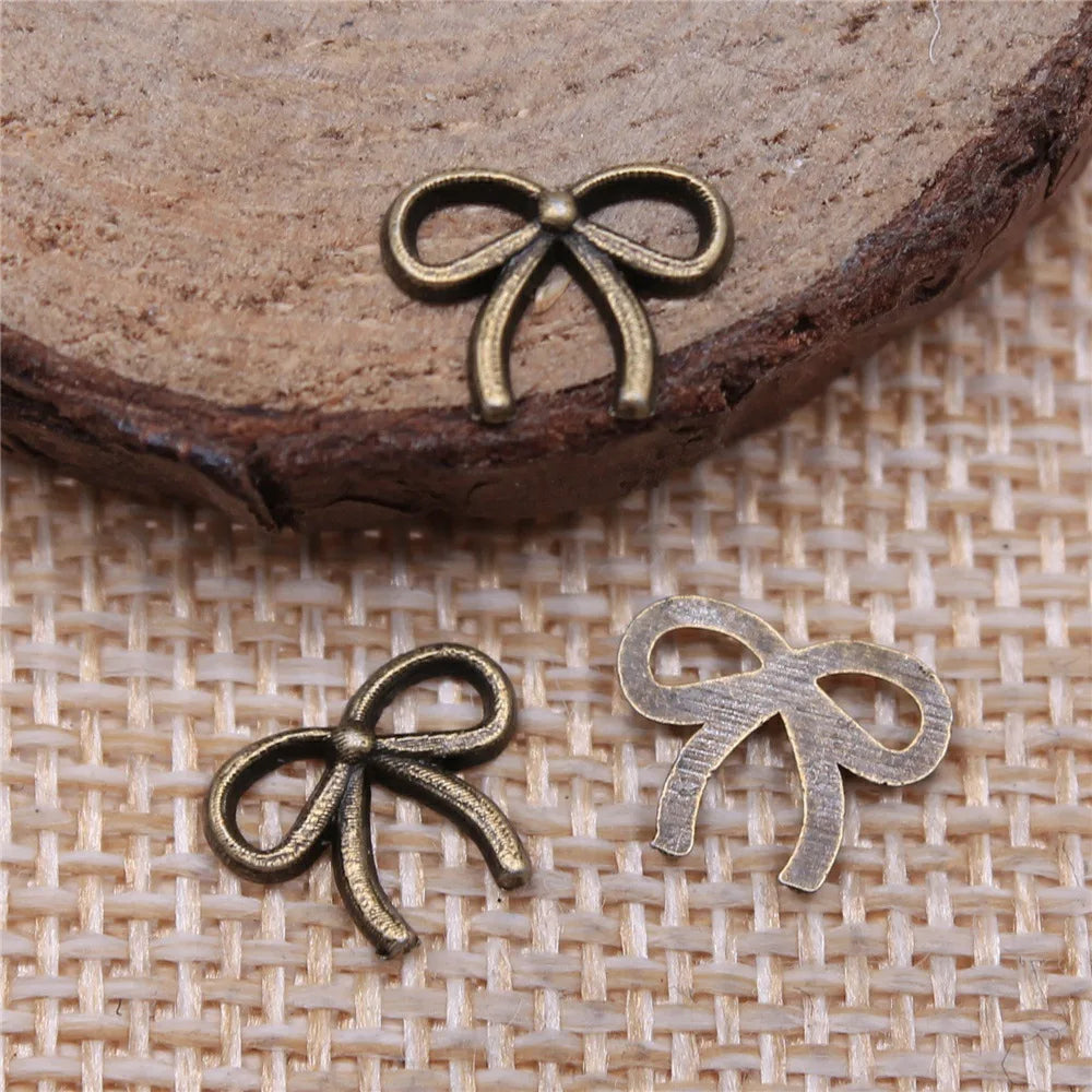 11x9mm 0.3g Multicolor Zinc Alloy Bow Butterfly Charm Pendant for DIY Bracelet Necklace Jewelry Making