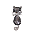 Cute Blue Crystal Cat Brooch With Rhinestone Tail, Elegant Alloy Lapel Pin Corsage Suit Accessory Gift