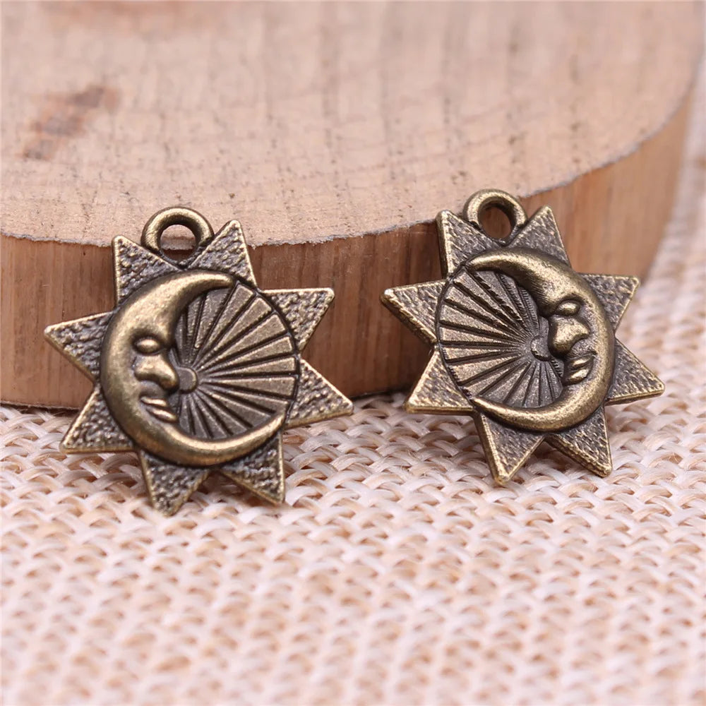 16x15mm 1.17g Multicolor Zinc Alloy Sun Moon Charm Pendant for DIY Necklace Bracelet Jewelry Making
