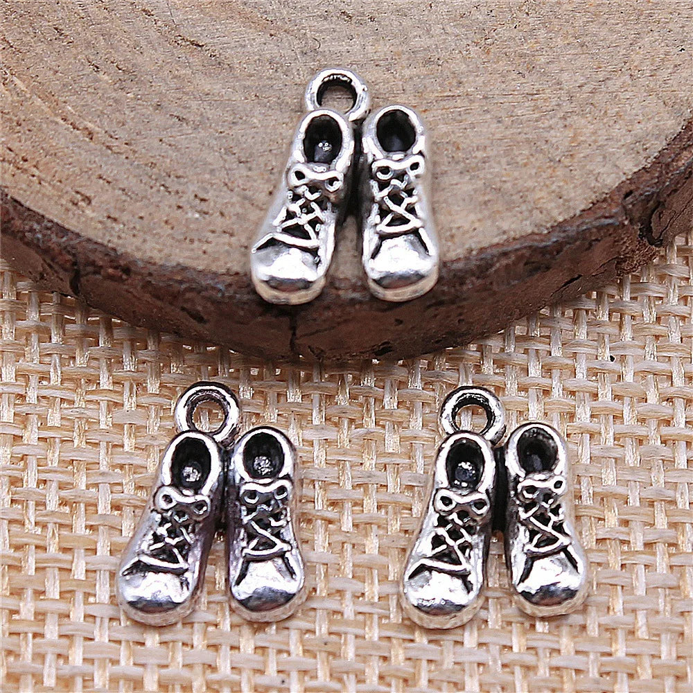 14x10mm 1.5g Multicolor Zinc Alloy Pair of Small Shoes Charm Pendant for DIY Baby Theme Jewelry