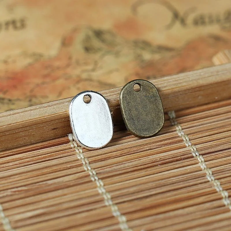 11x8MM Antique Silver Zinc Alloy Oval Charm Pendant for DIY Necklace Bracelet Jewelry Making