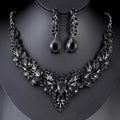 Luxury Bridal Teardrop Crystal Rhinestone Necklace Earrings Jewelry Set For Wedding Banquet Party Gift