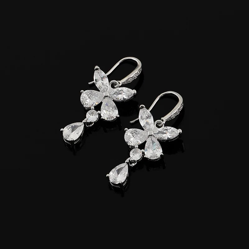 Luxury Zircon Butterfly Spiral Stud & Clip On No Piercing Drop Earrings