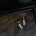 Vintage New Chinese Freshwater Pearl Red Agate Natural Stone Geometric Drop Earrings
