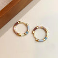 14K Gold Plated Copper Colorful Enamel Round Geometric Stud Earrings Sweet Minimalist Jewelry