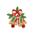 Luxury Christmas Bell Bow Enamel Rhinestone Brooch For Women, Festive Lapel Pin Corsage Gift