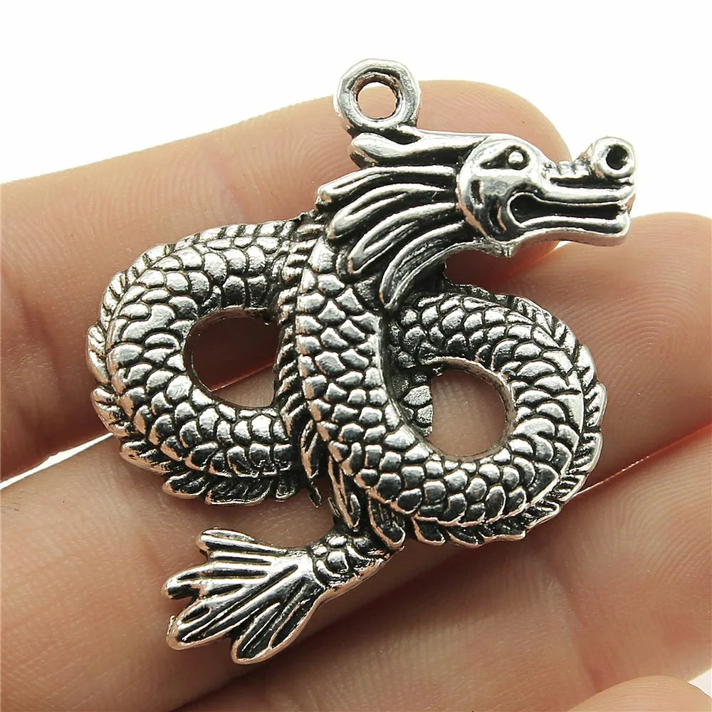 45x38mm 6.7g Zinc Alloy Dragon Charm Pendant for DIY Necklace Bracelet Jewelry Making