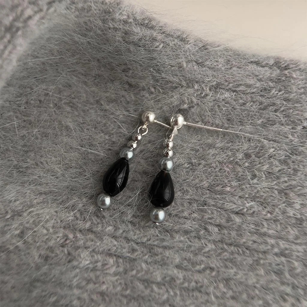 Minimalist Glass Crystal Round Bead Teardrop Geometric Drop Earrings For Women