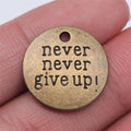20mm 3g Zinc Alloy never never give up Word Tag Letter Charm Pendant for DIY Bracelet Necklace